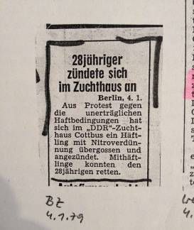 A B.Z. 1979. január 4-i rövidhíre - Beégett a Stasi, fotó: Bild.de A B.Z. 1979. január 4-i rövidhíre - Beégett a Stasi, fotó: Bild.de