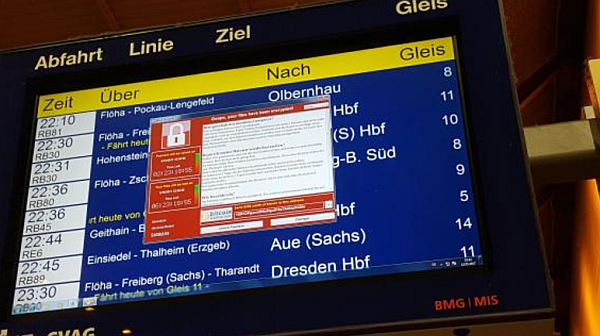 A WannaCry nem kímélte a frankfurti kijelzőt sem, forrás: N24/Peter Haentjes