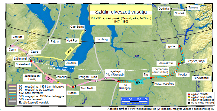 Sztálin elfeledett vasútja, térkép a nyomvonalról Sztálin elfeledett vasútja, térkép a nyomvonalról